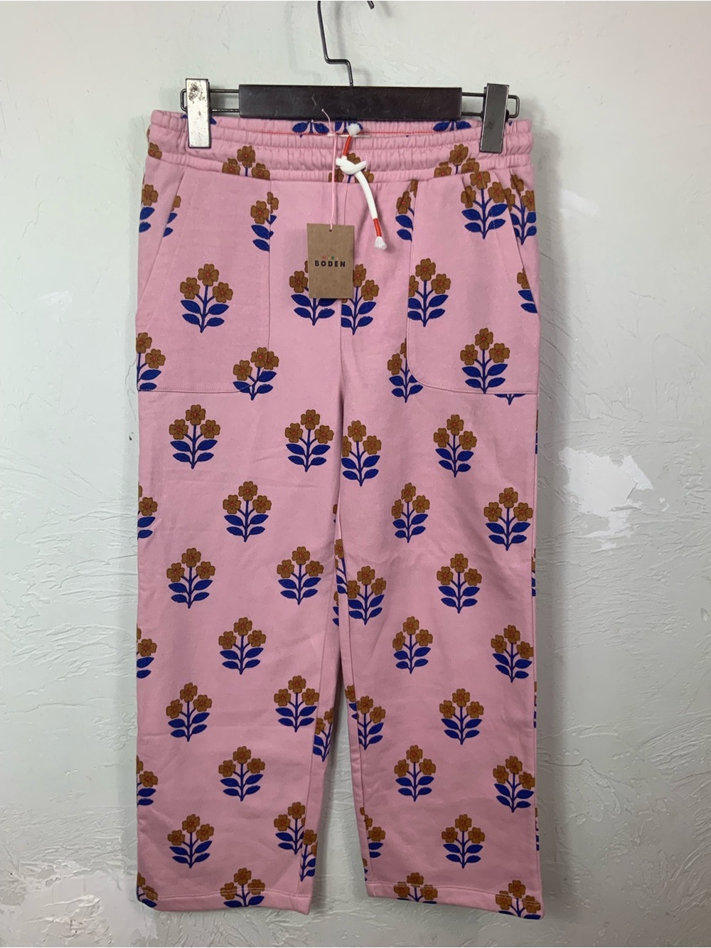Mini Boden Girls Floral Sweatpants Size 10-11Y Pink Floral Print Pants NWT⁠